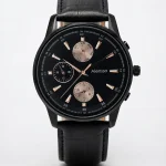 Alensso DQ7 A159 Men’s Analog Watch – Black Dial & Black Leather Strap