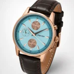 Alensso DQ7 A162 Men’s Quartz Watch  Light Blue Dial & Coffee Brown Leather Strap