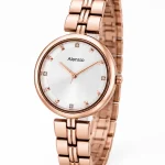 Alensso Signora A131 Women’s Fashion Watch – White Dial & Rose Gold-Tone Chain Strap