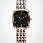 Alensso Signora A144 Women’s Fashion Watch Black Dial & Rose Gold-Silver Chain Strap