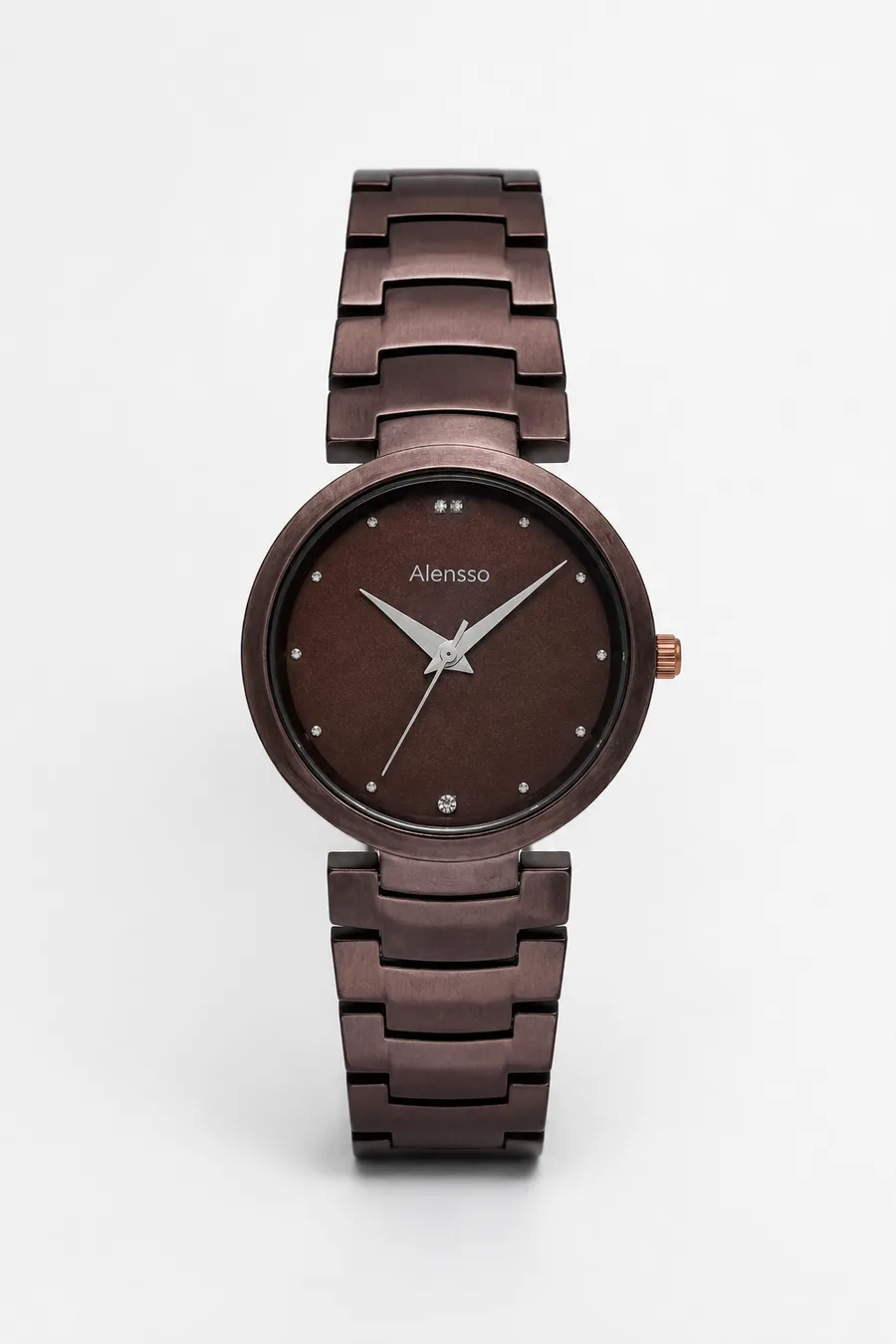 Alensso Signora A146 Women’s Elegant Watch Coffee Dial & Matching Metal Chain Strap