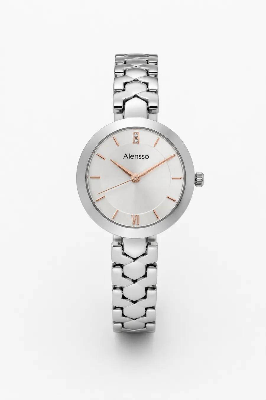 Alensso Signora A148 Women’s Quartz Watch White Dial & Silver Chain Strap