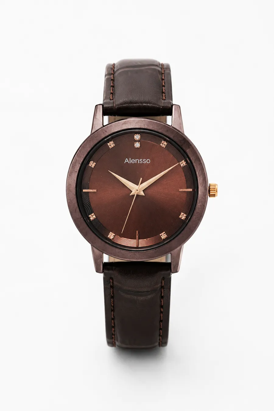 Alensso Signora A149 Women’s Elegant Watch  Coffee Dial & Coffee Leather Strap