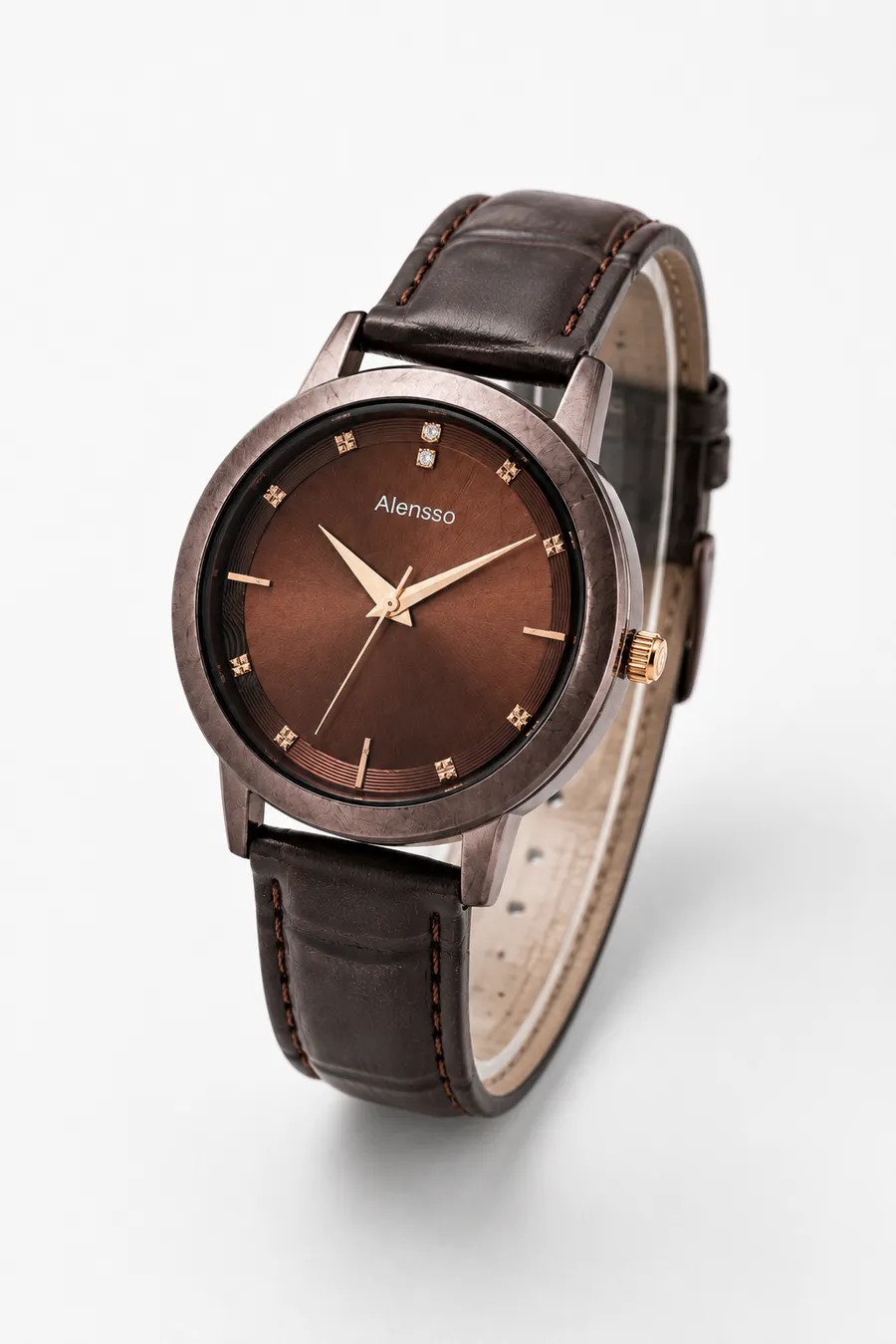 Alensso Signora A149 Women’s Elegant Watch  Coffee Dial & Coffee Leather Strap
