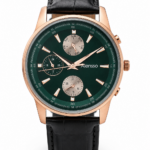 Alensso DQ7 A164 Green Dial Analog Watch for Men with Black Leather Strap