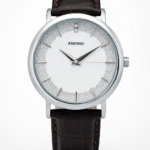 Alensso Sahib Series A155 Men’s Analog Watch White Dial & Coffee Leather Strap