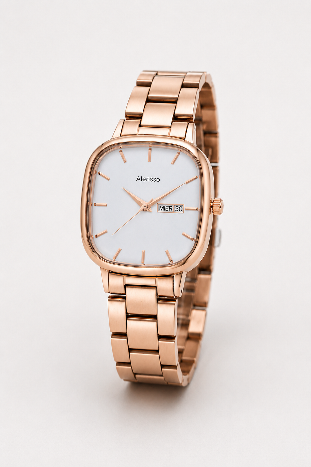 <span class="text-highlight">Alensso Signora A156 Women’s Analog Watch </span>White Dial & Rose Gold Chain Strap