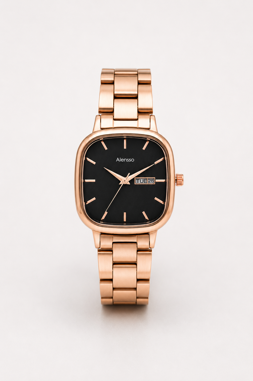 <span class="text-highlight">Alensso Signora A156</span> Women’s Analog Watch Black Dial & Rose Chain Strap